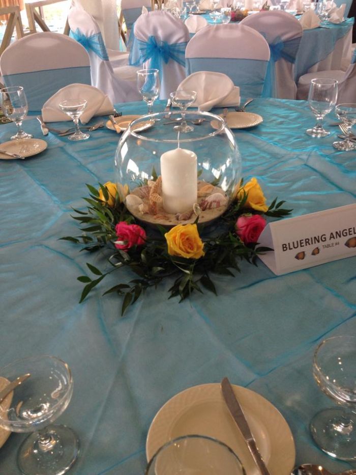 Bubble Bowl/Sand & Sea Shells/Candle Centerpiece