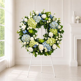 Heavenly Blue & White Tribute Wreath