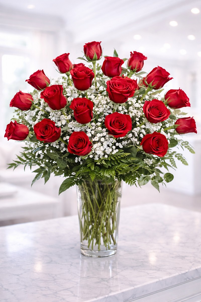 Two Dozen Long Stem Red Roses