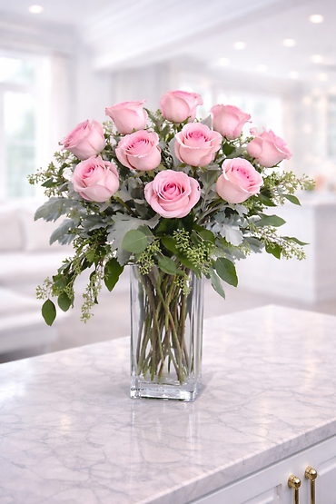 Dozen Long Stem Pink Roses