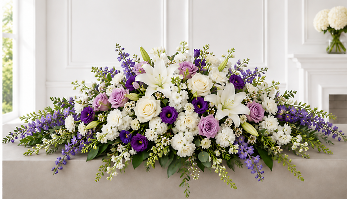 Lavender Sympathy Casket Spray
