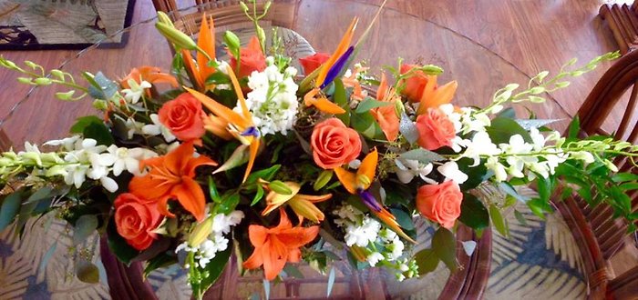 Lou\'s Low And Long Lilies & Birds Centerpiece