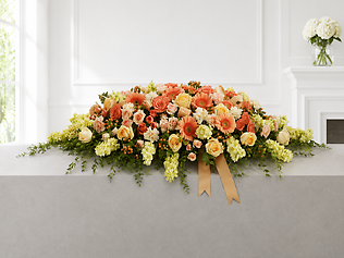 Peach Blossom Remembrance Casket Spray