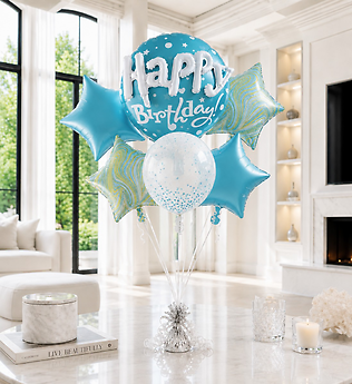Blue Birthday Balloon Bouquet â?? 6 Balloons