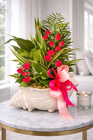 Sea Shell and Flowers