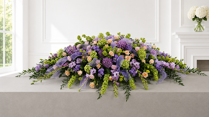 Lavender Serenity Tribute Casket Spray