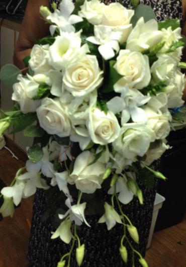 All Creamy White Cascade Bouquet