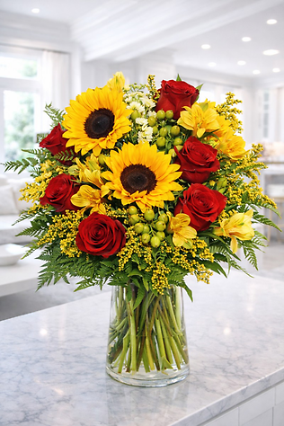 Sunflowers And Roses