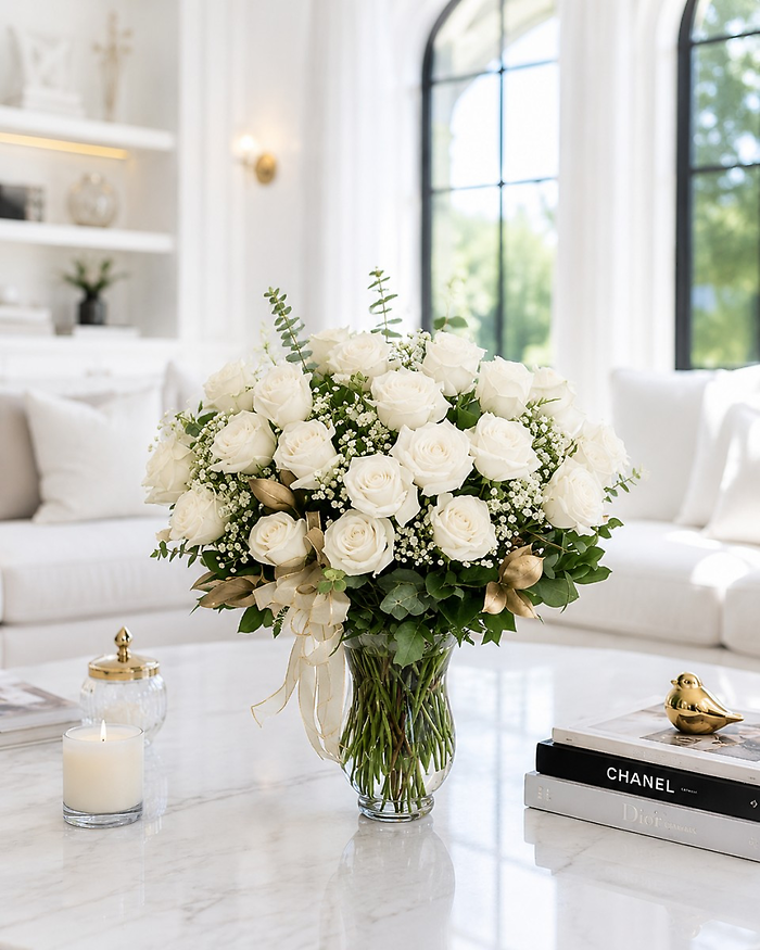 Timeless Ivory Rose Elegance 3 Dozen White Roses